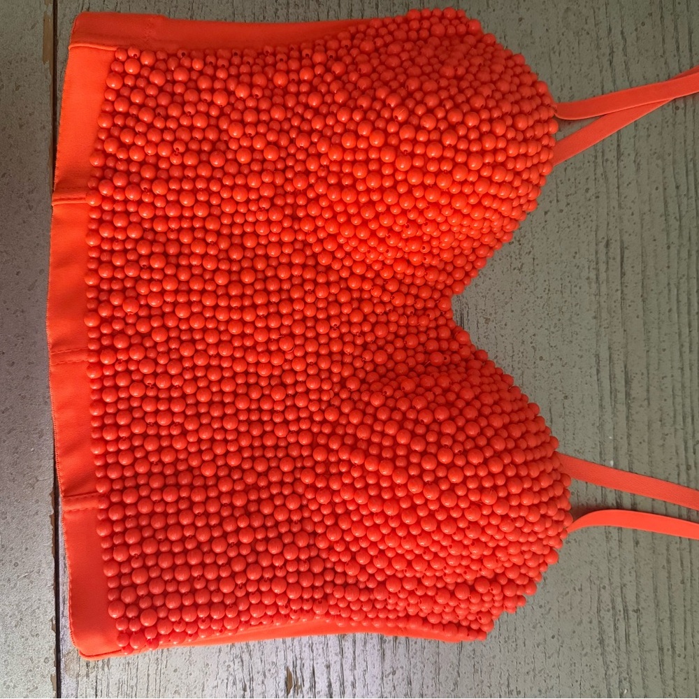 Endless Rose Beaded Neon Orange Top